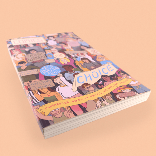 Comics for Choicecover art, by Sophia Foster-Dimino, features an illustration of a large crowd of people, holding signs that read 