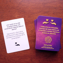 Load image into Gallery viewer, Heart-to-Heart Abortion Conversation cards / Corazón a Corazón: las cartas Para Las Conversaciones Francas Sobre el Aborto
